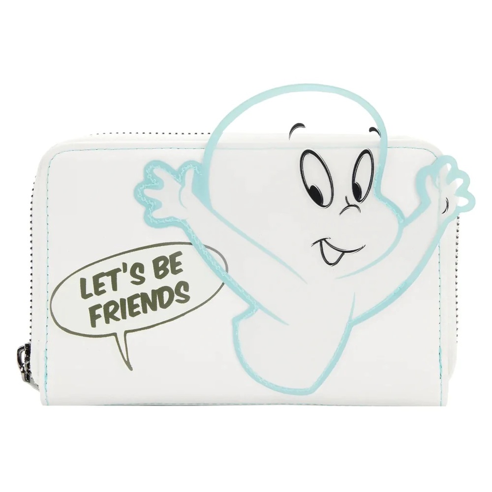 LOUNGEFLY CASPER THE FRIENDLY GHOST GLOW ZIP AROUND WALLET NWT